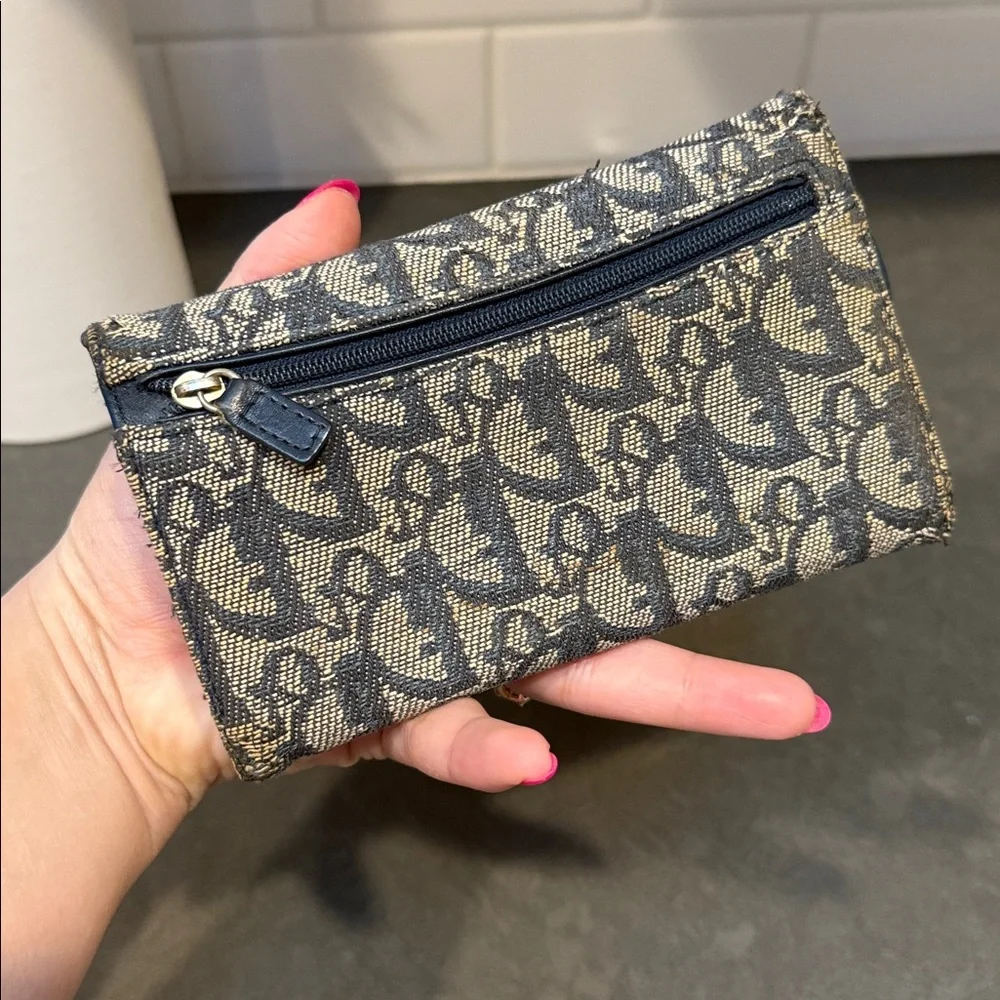 CHRISTIAN DIOR Trotter Saddle Flap Canvas Wallet